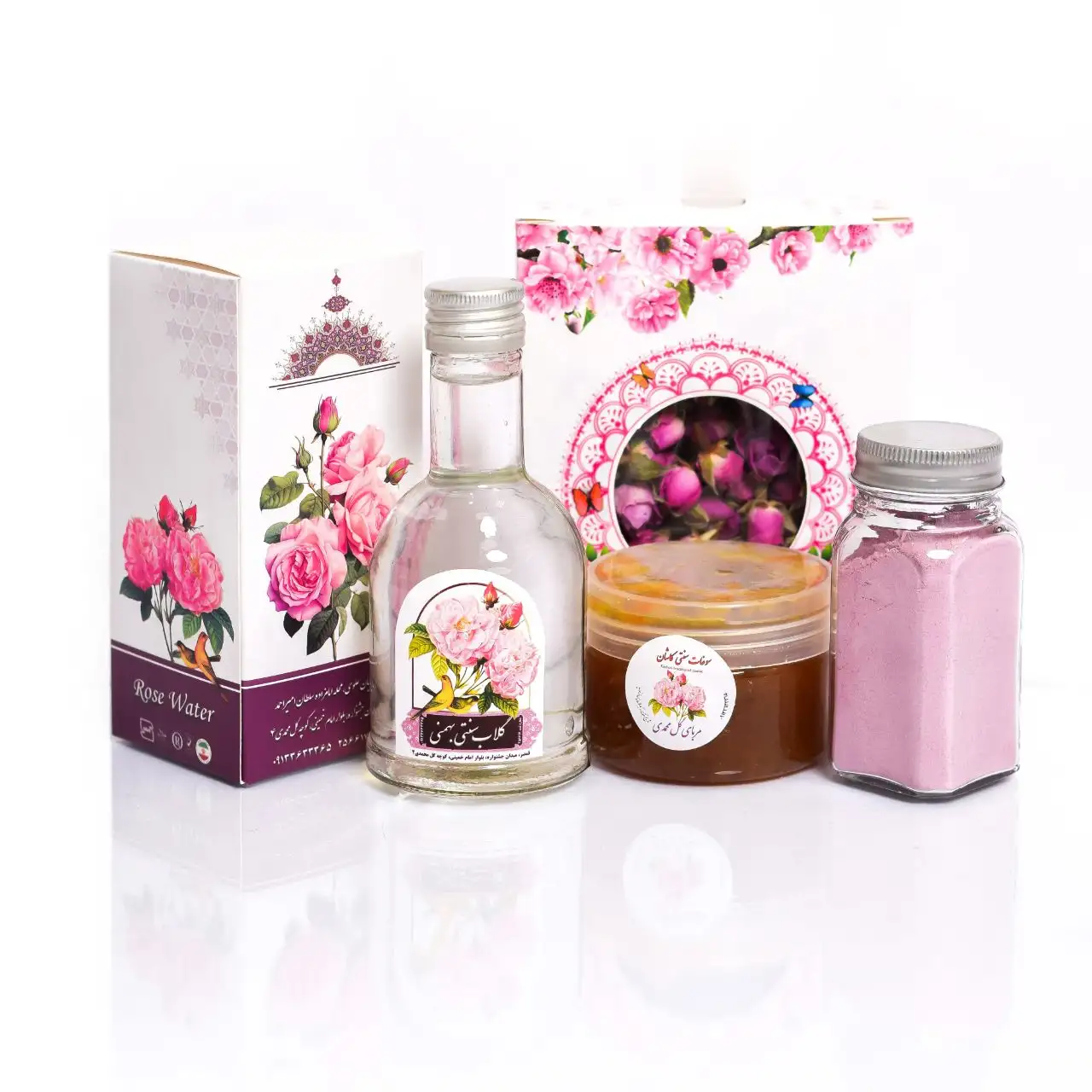 گلاب ممتاز+مربای گل محمدی+پودر گل محمدی+غنچه بهمنی